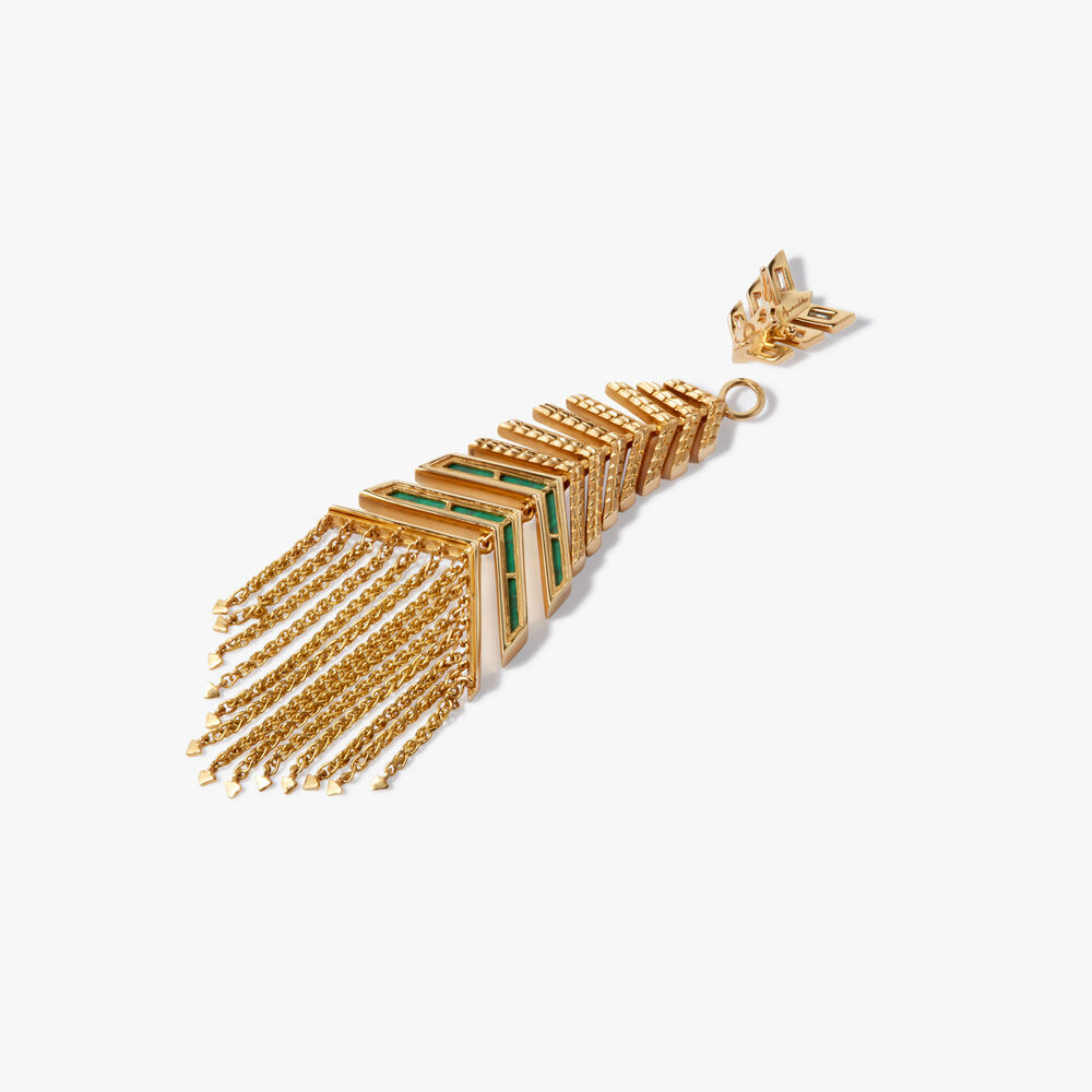 Josephine 18ct Yellow Gold Malachite Feather Earrings | Annoushka jewelley